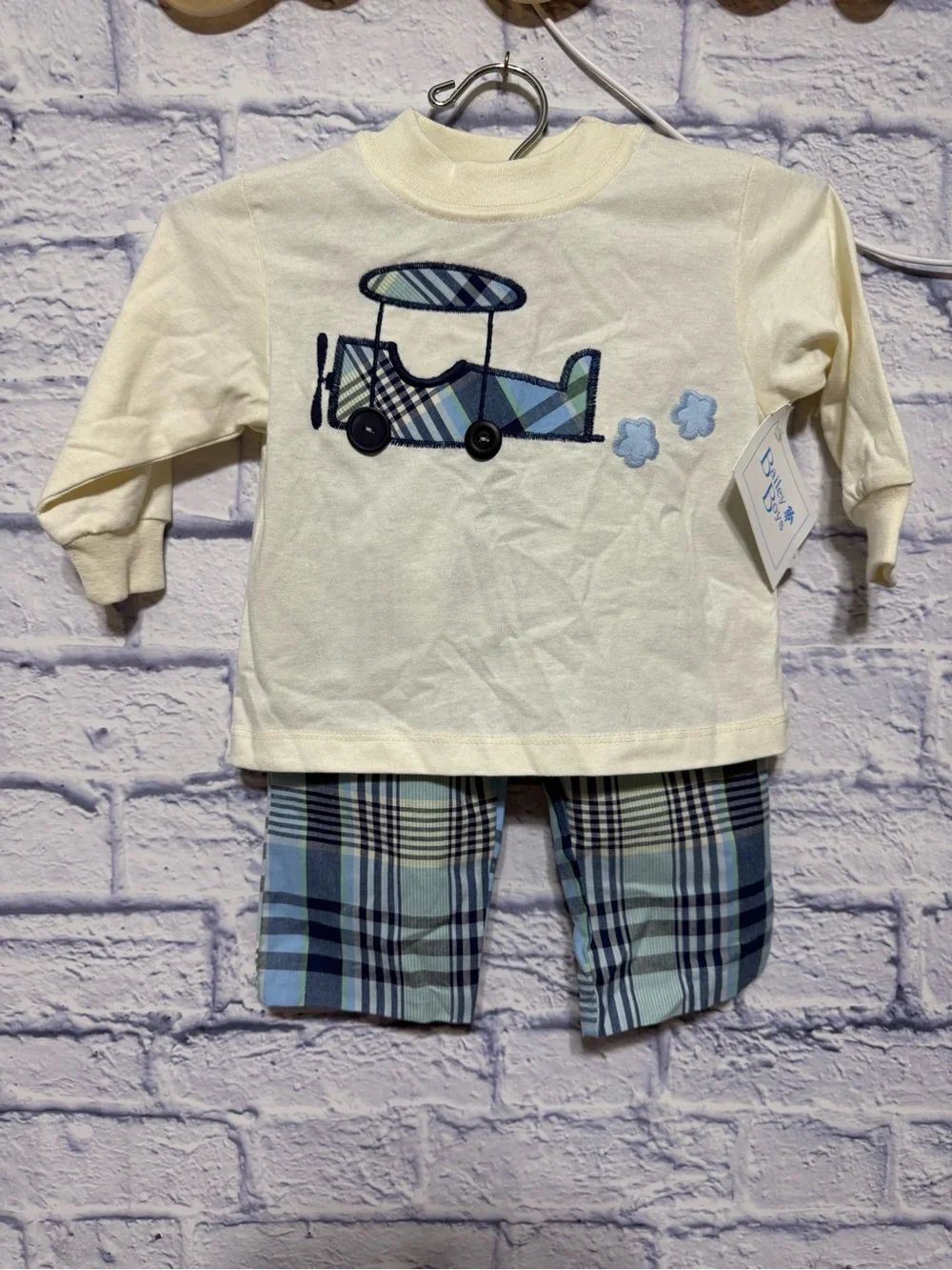 Bailey Boys Boutique Boys Pant Set L/S Airplane Multicolor Size 12M NWT
New with